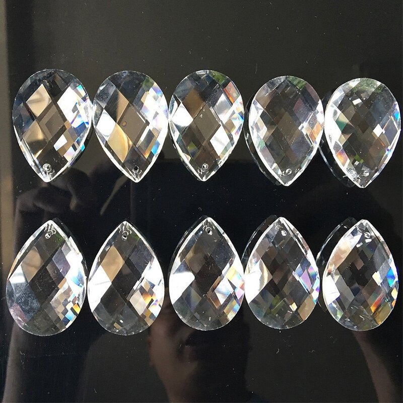 10PCS K9 Crystal Prism Faceted Glass Sun Catcher Hanging Drop Chandelier Lamp Replacement Part DIY Jewelry Making Pendant 38MM