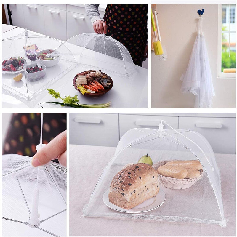 Newest Food Covers Mesh Foldable Kitchen Anti Fly Mosquito Tent Dome Net Umbrella Picnic Protect Dish Cover Kitchen Accessories