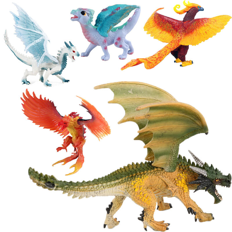 Simulatie Draak Beeldjes Model Savage Vliegende Magische Draak Dinosaurus Cerberus Flaming Eagle Action Figure Kids Collectie Speelgoed