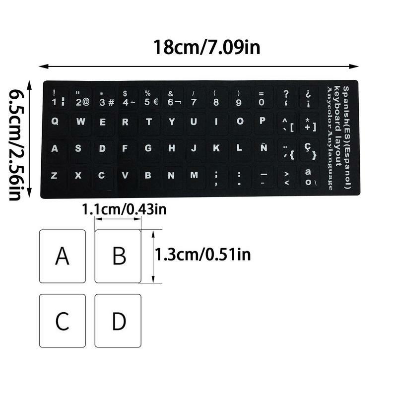 Наклейки на клавиатуру, наклейки с русскими, испанскими, французскими и немецкими буквами алфавита, черные наклейки для ноутбука, настольного компьютера