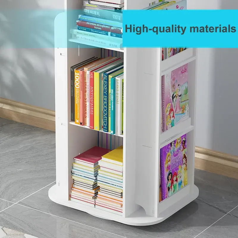 Estante das crianças 360 ° rotativa dos desenhos animados livros rack chão prateleira de livro criança simples para estantes de casa móveis rack de livro