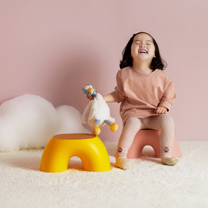 간단한 세미 링 레인보우 소형 벤치 홈 실내 의자, 어린이 발판 가구 의자, 장난감 소파, 어린이 침실 인테리어