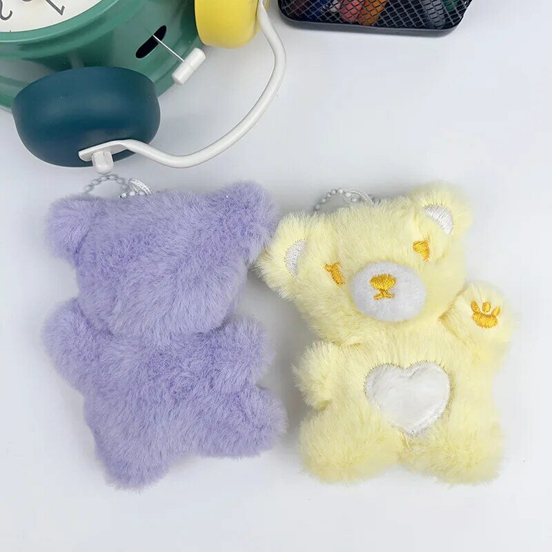 Porte-clés ours en peluche mignon pour enfants, animal en peluche Kawaii, pendentif coloré de dessin animé, sac de beurre, cadeaux d'anniversaire pour filles, 12cm