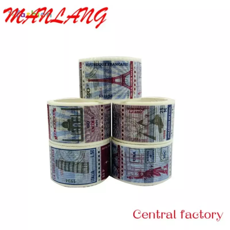 Custom Water Transfer Hot selling 30-60 rolls custom printed stamps self-adhesive washi tape for book decoration