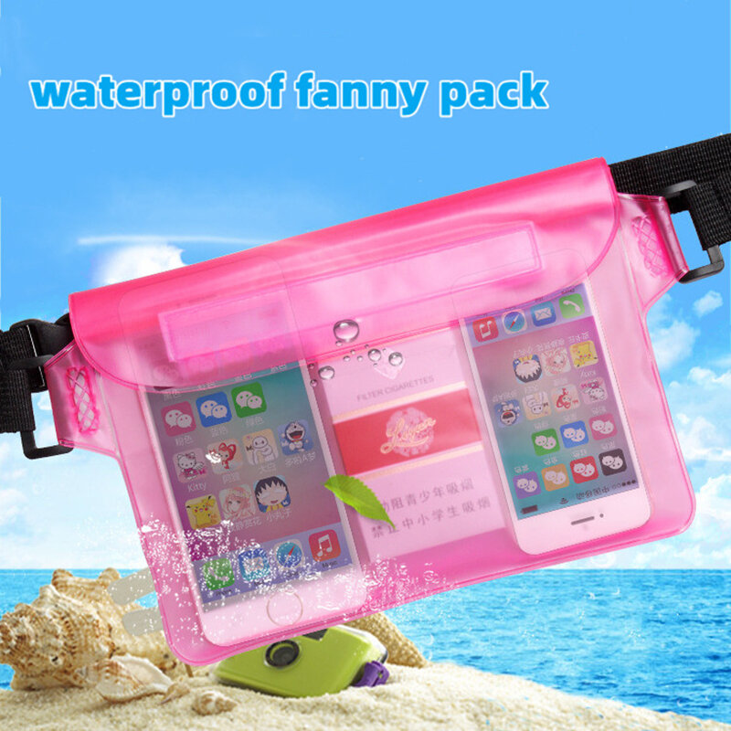 Acgicea 해변 낚시 온천 래프팅 등에 대한 방수 수영 가방 지원. 수중 휴대 전화 가방 허리 팩 케이스