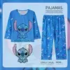 Stitch piyama Mickey set, pakaian tidur anak perempuan remaja musim semi musim gugur baju tidur anak-anak pakaian rumah Natal Loungewear