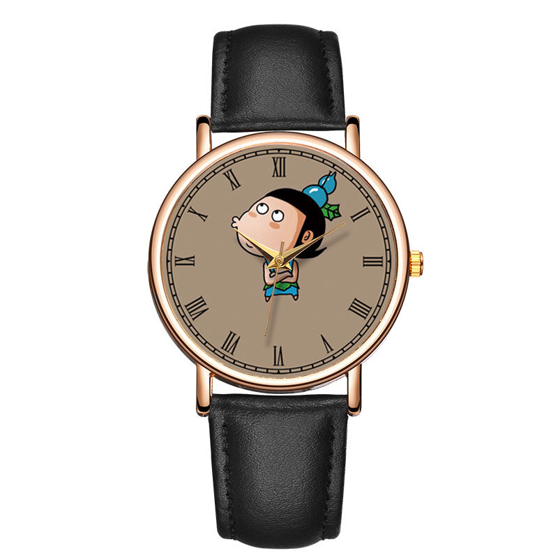 Modny zegarek damski śliczny zegarek kwarcowy dla dzieci z tykwy z prawdziwej skóry wodoodporny pasek zegarki na rękę mniejszości Dropshipping