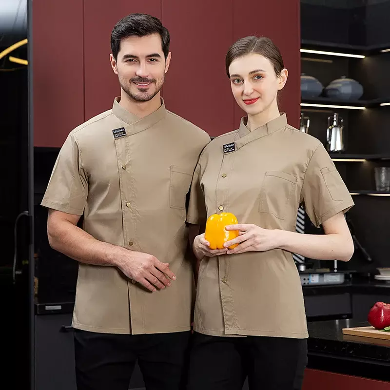 เสื้อแจ็กเก็ตใส่ได้ทั้งชายและหญิงสำหรับทำอาหารร้านอาหารชุดชุดพนักงานโรงแรมสำหรับห้องครัวการจัดเลี้ยง