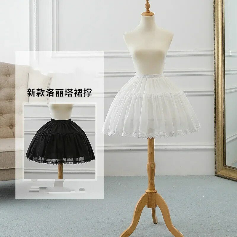 Кружевная короткая кринолиновая юбка для повседневной поддержки, мягкая кружевная юбка для свадебного платья, черно-белая пряжа для поддержки