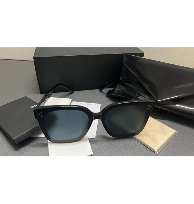GM Her 01 gafas de sol cuadradas negras Vintage, gafas de sol cuadradas suaves de lujo, Her 01 Zeiss, Monst METO, UV400, conjunto de regalo