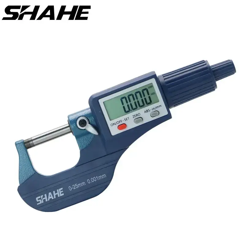 Shahe 0-25/25-50/50-75/100 Mm Pengukur Mikrometer Elektronik Luar Digital Mikron 0.001 Mm Alat Digital Kaliper