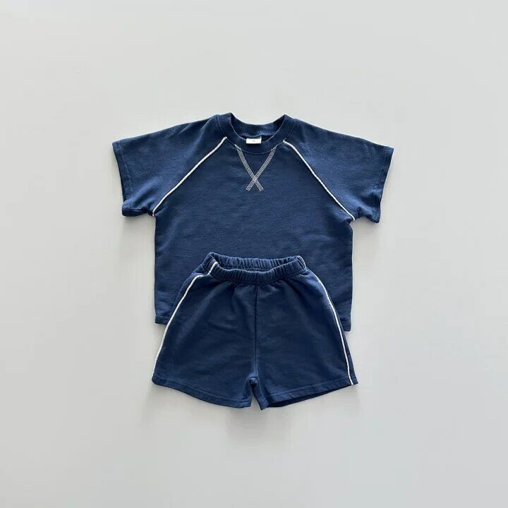 Conjunto de manga corta para niños, camiseta de bebé de 0 a 6 años, pantalones cortos deportivos, ropa informal coreana, Verano