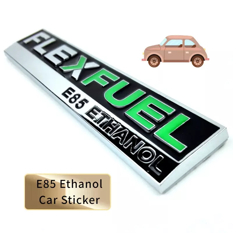 Flex combustível e85 etanol etiqueta do carro para veículo de energia limpa metal caminhão corpo automóvel flexfuel decalque 3d emblema emblema acessórios