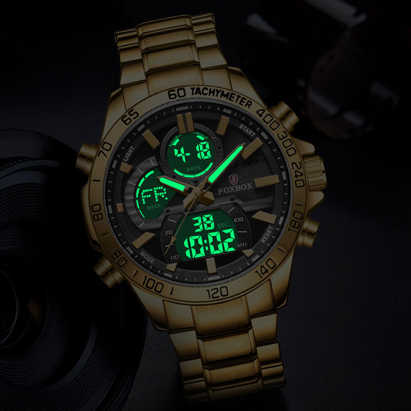 Lige 2023-メンズクォーツ時計,ミリタリー腕時計,耐水性,50気圧,男性
