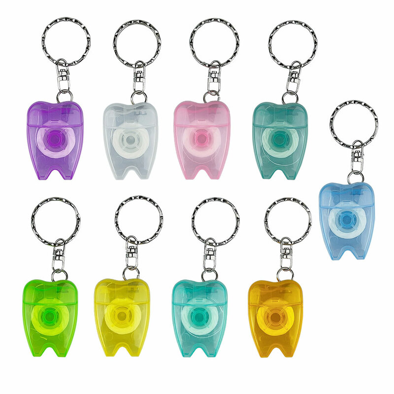 100 stücke Zahnseide Zahn Form Keychain Dental Flosser für Gum Pflege Zähne Reinigung Oral Care Teeth Schmuck Schlüssel Kette