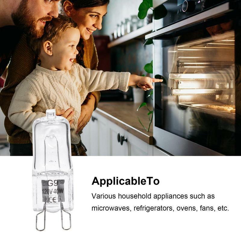 Галогенная микроволновая лампа G9 мощностью 40 Вт, лампы для освещения в духовке, прозрачное стекло для каждого внутреннего освещения, галогенная лампа 2600K, вставленные бусины