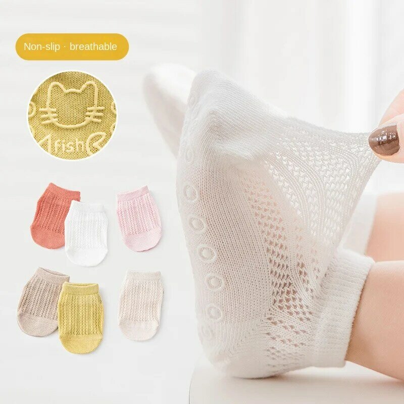 Calzini per bambini in cotone sottile a rete estiva calzini antiscivolo per bambini calzini corti per bambini calzini in cotone neonato 0-1 anni