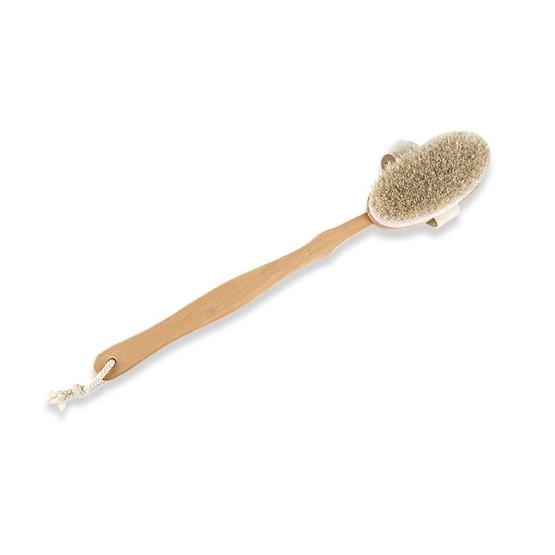 Natural cerdas de volta escova de chuveiro purificador com destacável alça de madeira longa pele seca esfoliante massagem corporal ferramenta de limpeza