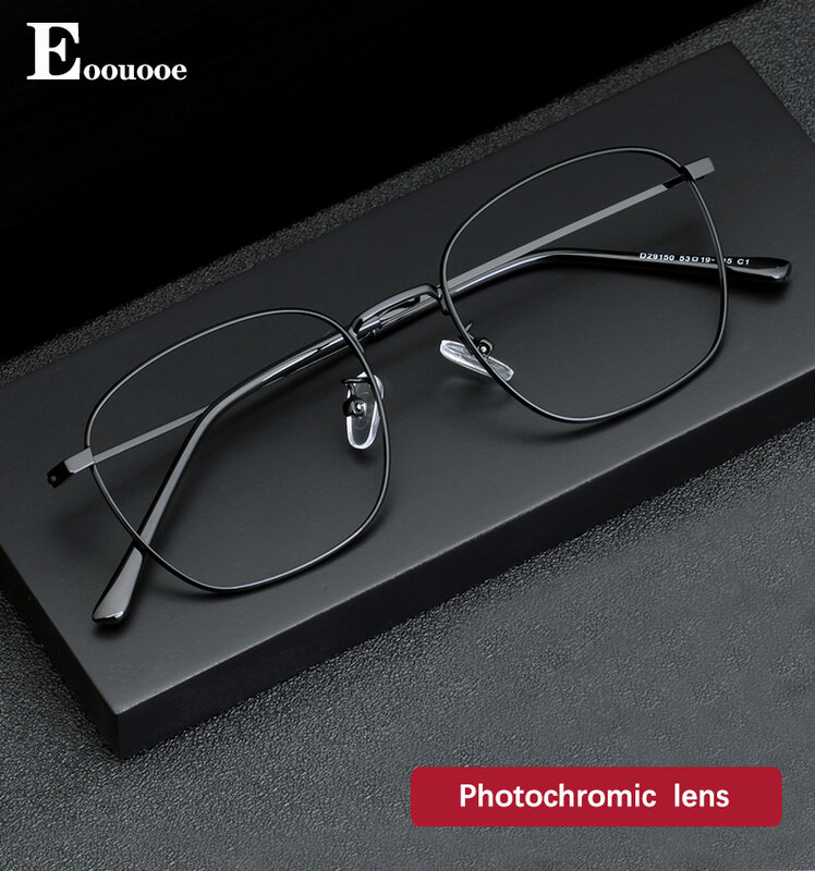 -150 -175 Kacamata Miopia Photochromic เลนส์สีเทาแว่นตากันแดดสำหรับผู้หญิงผู้ชายแว่นสายตายาว Presbyopia เลนส์ Ultra Light โลหะแว่นตารูปไข่