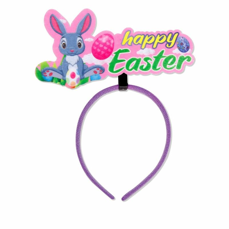 Diadema de estilo feliz Pascua, aro de pelo de conejo, diademas con letras de animales de dibujos animados, accesorios para el cabello