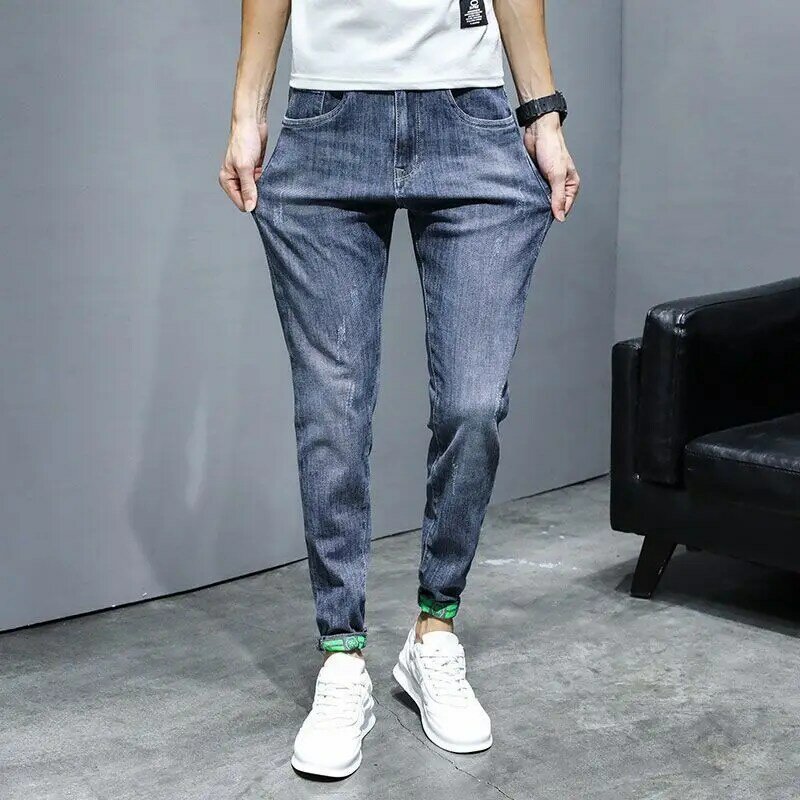 Jeans Slim Fit da uomo in Denim pantaloni Casual a matita primavera estate moda coreana Stretch Streetwear abiti firmati pantaloni Skinny