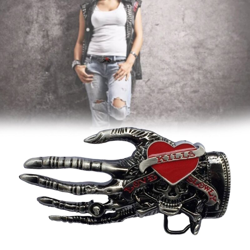 Hebilla de cinturón de esqueleto de mano de Halloween Vintage, hebilla de cinturón de Metal para adultos y adolescentes, de de