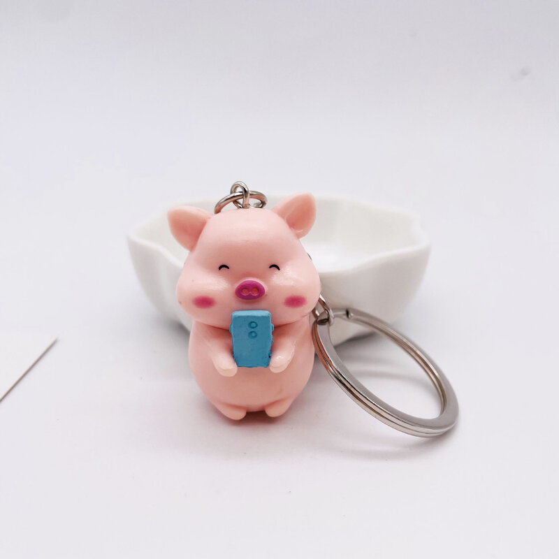 Cute Raincoat Piggy Keychains Resin Drop Glue Key Chain Women'S Bag Mobile Pvc Pendant Cute Keyrings Accessories Exquisite Gifts