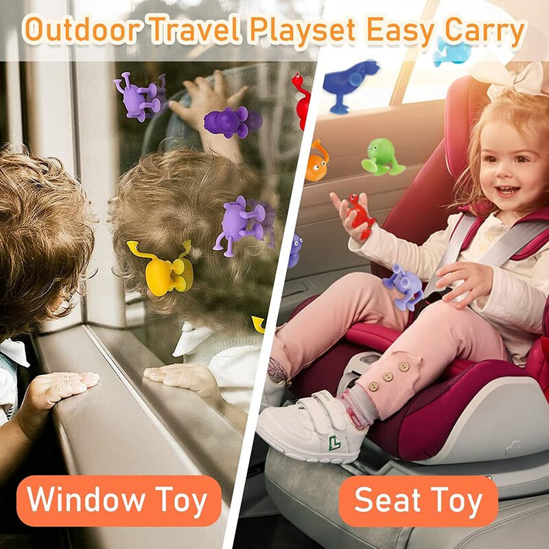 Мягкий силиконовый конструктор, игрушка в форме животного, игрушка на присоске для детей, снятие стресса, Интерактивная игрушка для купания с присоской для родителей и детей