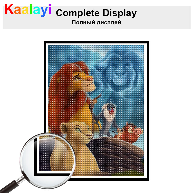 Disney-Kit de pintura de diamantes de dibujos animados del Rey León, mosaico de animales, ratón, juegos de bordado de punto de cruz, regalo hecho a mano, decoración de pared de habitación
