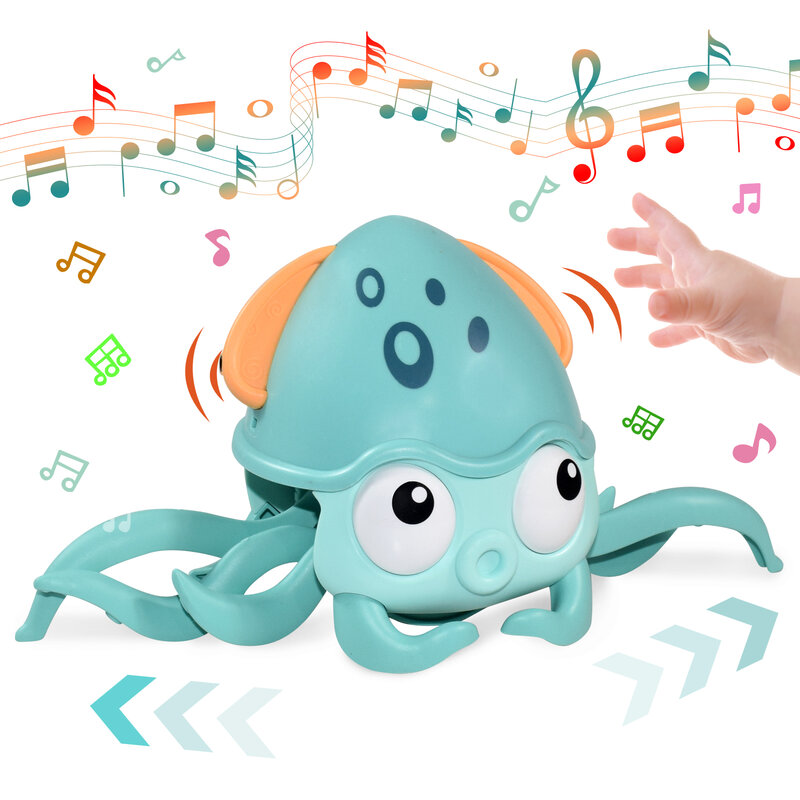 Pełzający krab zabawka dla dziecka interaktywna ucieczka do biegania złap muzykę elektroniczną i lekki taniec poruszający maluch dla 0-6 12-18 36 miesięcy