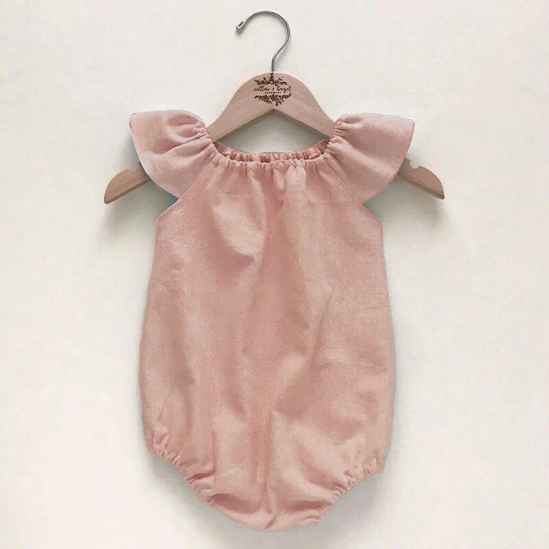 Summer Newborn Infant Baby Girls Flutter Romper Simple Rompers Solid Sleeveless Cotton Baby Onepiece Romper Playsuit Jumpsuit