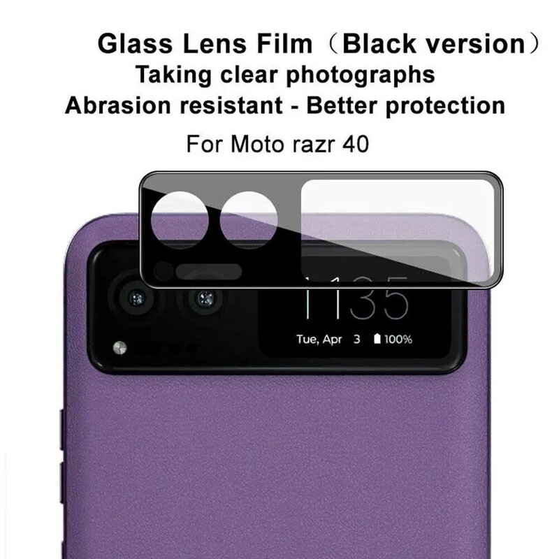 Lente de cámara trasera de vidrio templado para Motorola Razr 40, antiarañazos cubierta completa, protector de pantalla, película