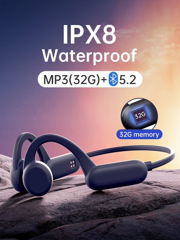Auriculares inalámbricos para Xiaomi y Sony, cascos impermeables IPX8 con Bluetooth, conducción ósea, 32 GB de RAM, Mp3, micrófono de música