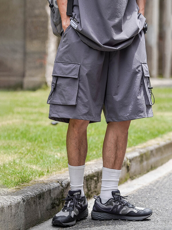 Solide Cargo-Shorts Männer Taschen Sommer High Street lässig japanischen Stil übergroße bequeme All-Match-Tanz party schicke Mode