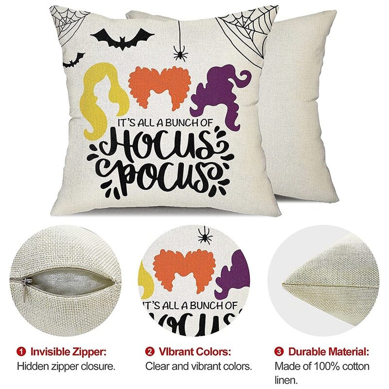 Halloween Throw Pillow Covers 18X18,Cushion Case Decorations Farmhouse Outdoor For Farmhouse Home Decor