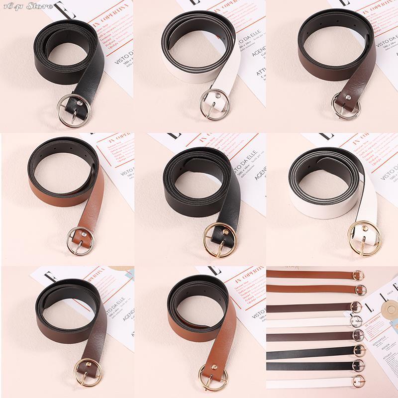 Cinturón de cuero con hebilla circular de Metal para mujer, cinturón decorativo para pantalones, accesorios de ropa, 100CM, 1 unidad