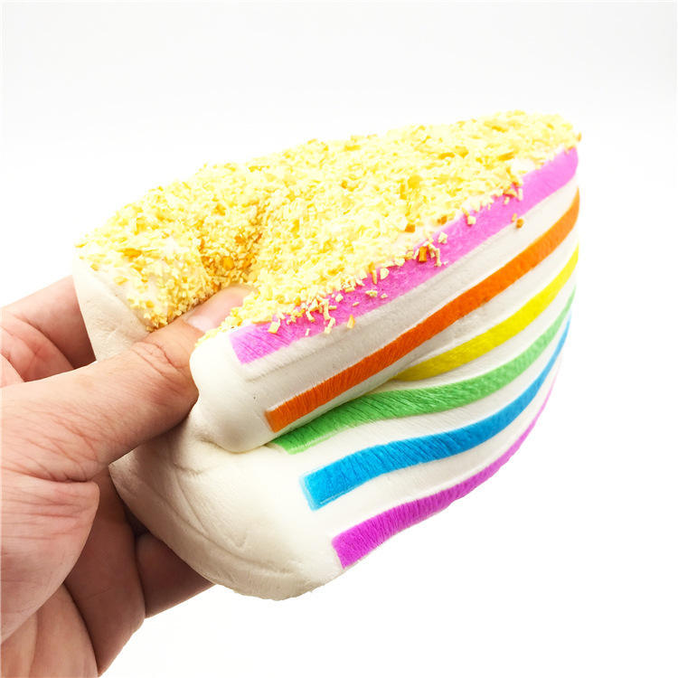 Soft Slow Rising Squishy Toy Stress Relief Squeeze Triangle Rainbow Cake Educational LearningTool Simulation Toys