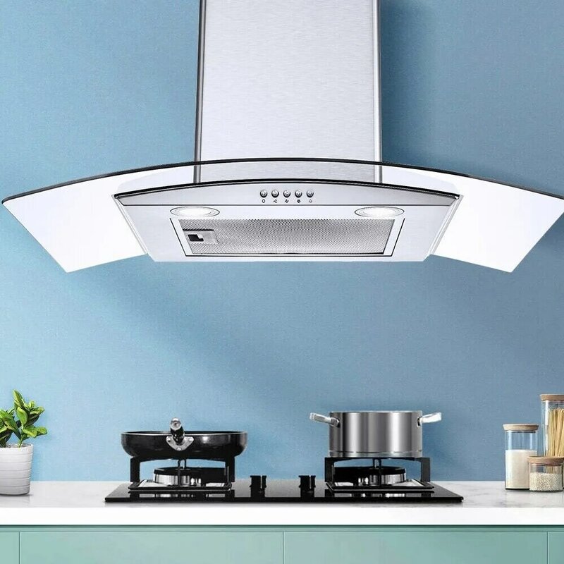 Tieasy-Cozinha de parede de vidro temperado ventilador ventilado, 3-Speed Range Hood, USGD3375A, 30 ", 450CFM