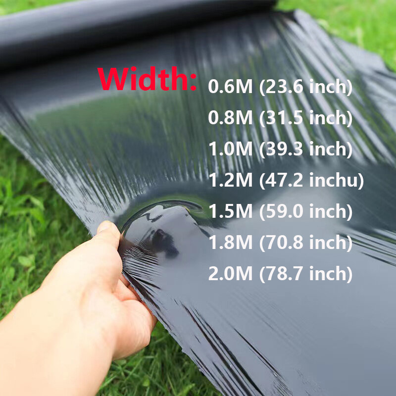 Película reflectante de jardín para invernadero, película de plástico negra para Control de malas hierbas, ancho de 0,6 M, 0,8 M, 1,0 M, 1,2 M, 1,5 M, espesar 0,01mm, 50M
