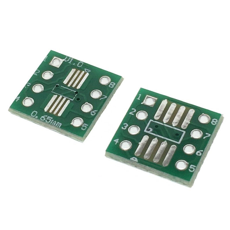 Patch para DIP Pin Pitch em linha, placa de conversão dupla face, SOP8, SOP8, TSSOP8, 0,65mm, 1,27mm, 100 peças