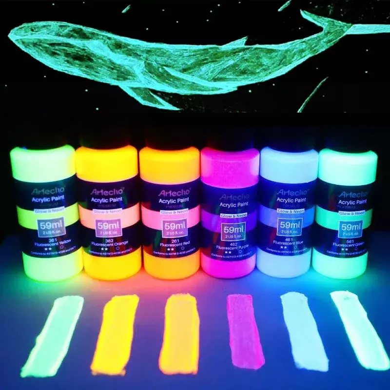 Fluorescerende Acrylverf Hoge Helderheid Lichtgevende Verf 58Ml Student Handgeschilderde Diy Textiel Muur Licht Absorberend Pigment