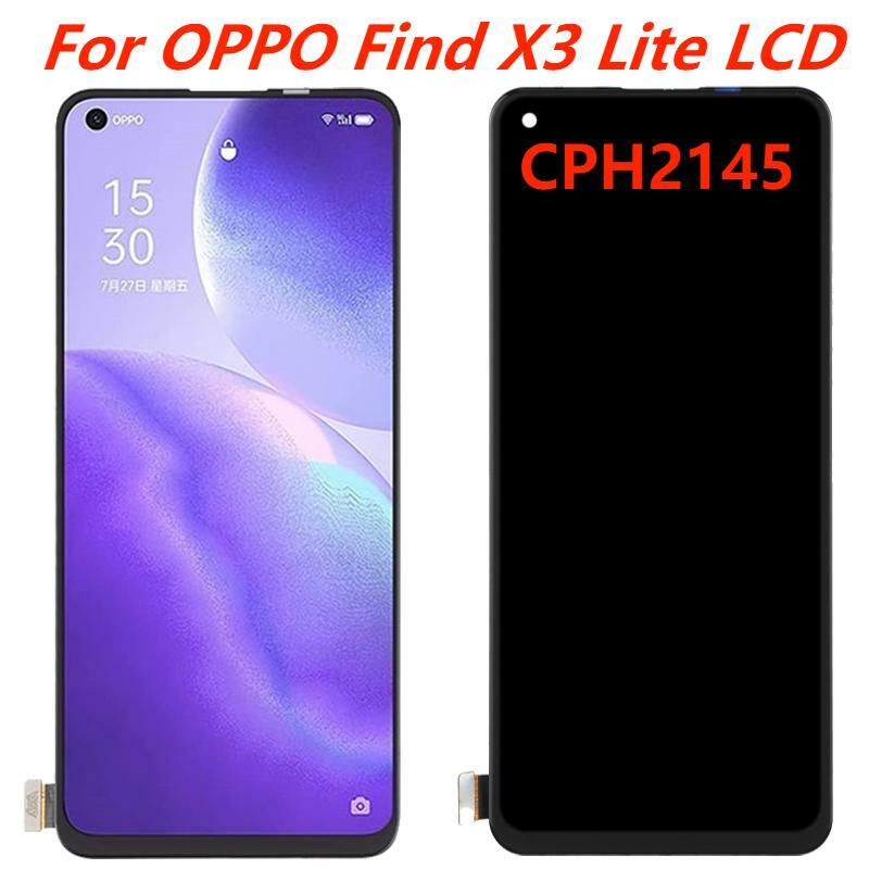 Layar LCD AMOLED/TFT asli 6.43 inci, untuk OPPO Find X3 Lite CPH2145 dengan bingkai Panel sentuh pengganti rakitan Digitizer