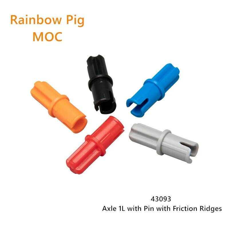 Rainbow Pig MOC Partikel 43093 Berteknologi Tinggi Pin Gandar 1L dengan Gesekan Pegunungan Memanjang Kompatibel Bata DIY Mainan Blok Bangunan