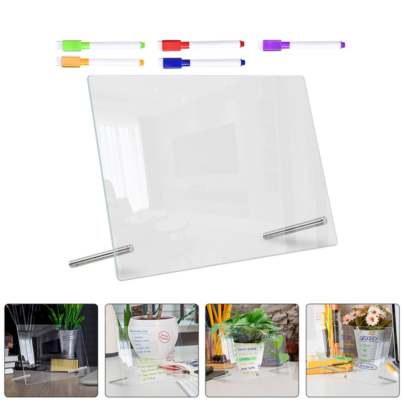 Lavagna cancellabile a secco trasparente Mini frigorifero Memo con penna acrilico bianco scrittura Note Table Office