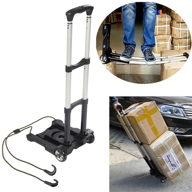 Heavy Duty Foldable Hand Sack Wheel Trolley, Folding Truck Barrow Cart, Carrinho de compras de bagagem de viagem, Uso doméstico portátil, 40kgs
