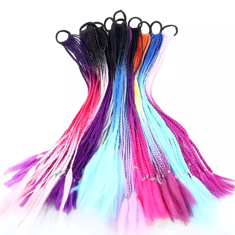 12Strands Long Hair Braid Colorful Headband Ponytail Colorful Personality Headwear Suitable for Hair Extension for Braids