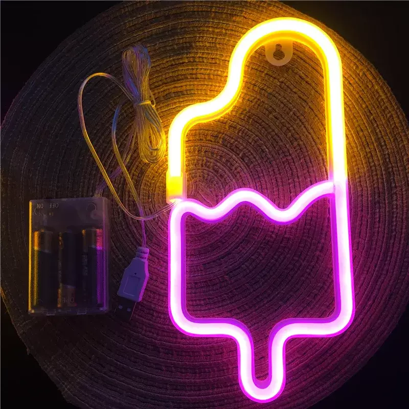 Đèn LED Đèn Neon Neon Ký Popsicle Đèn Làm Kem Shop Bánh Ngọt Màn Hình Nhà Hàng Thanh Ngày Lễ Trang Trí Ký Đêm Giáng Sinh ánh Sáng