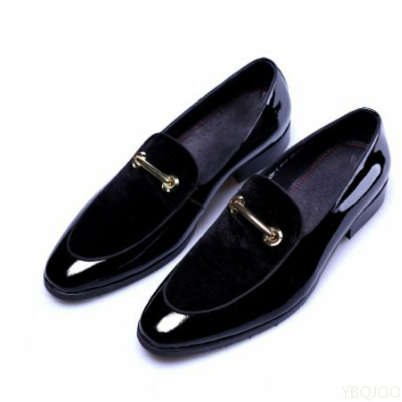 Zapatos de cuero Oxford transpirables para hombre, zapatos formales de charol de lujo, planos de boda y oficina, color negro, talla grande