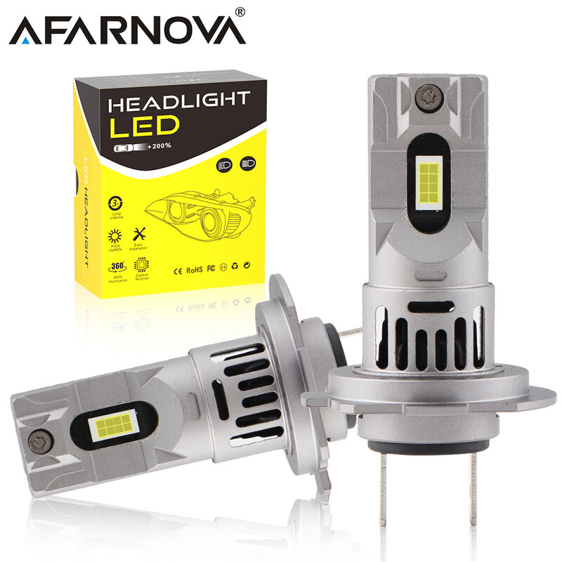 Afarnova-H7 Lâmpada do farol LED, Design de tamanho de halogênio para carro, lâmpada LED, 700W, farol de chips CSP, 6000K, branco, 12V Turbo Lights, 2Pcs