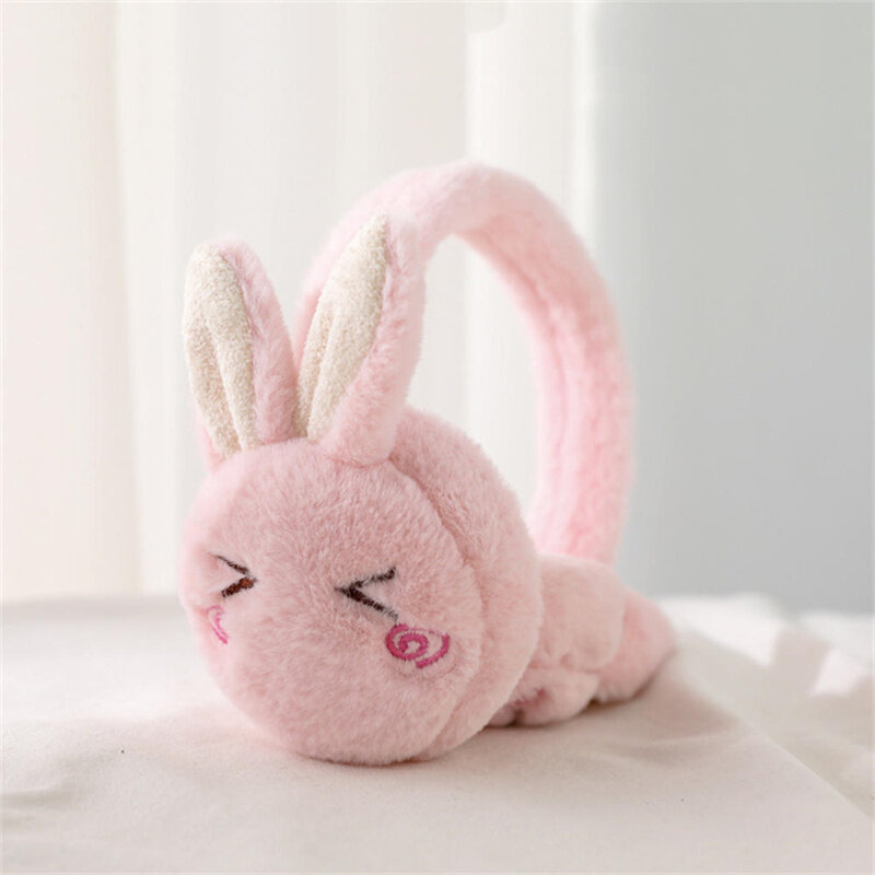 Penutup telinga untuk wanita, pelindung telinga hangat kartun kelinci dapat dilipat musim gugur dan musim dingin